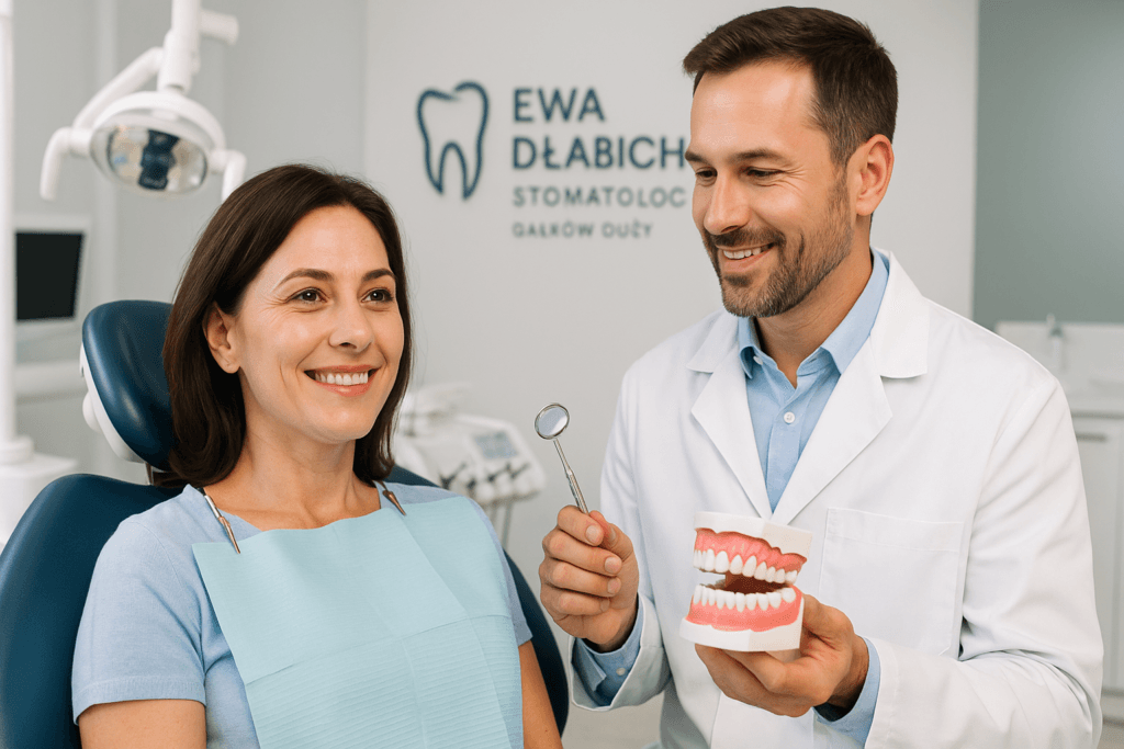 Pacjentka w gabinecie dentystycznym podczas higienizacji zębów